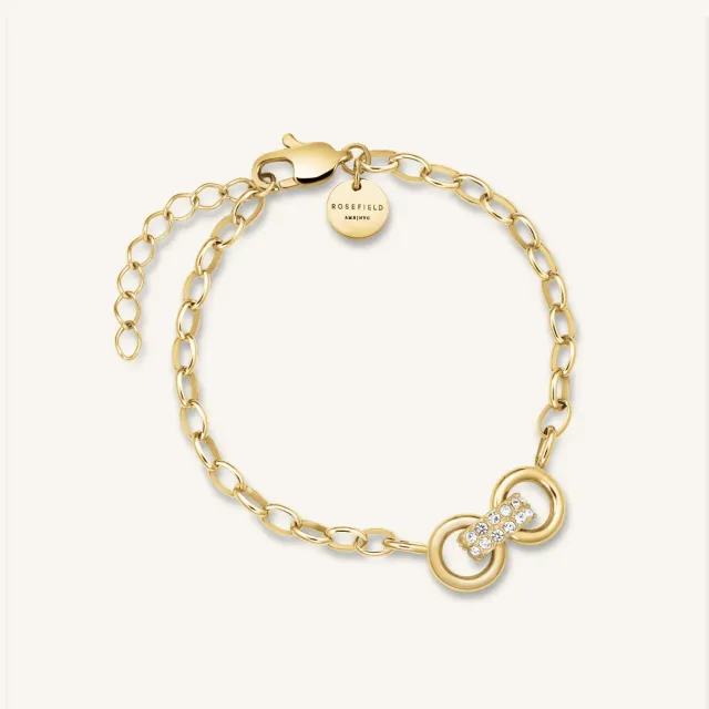 Rosefield Bow Studs Bracelet armbånd gullbelagt stål 16,5–19,5 cm