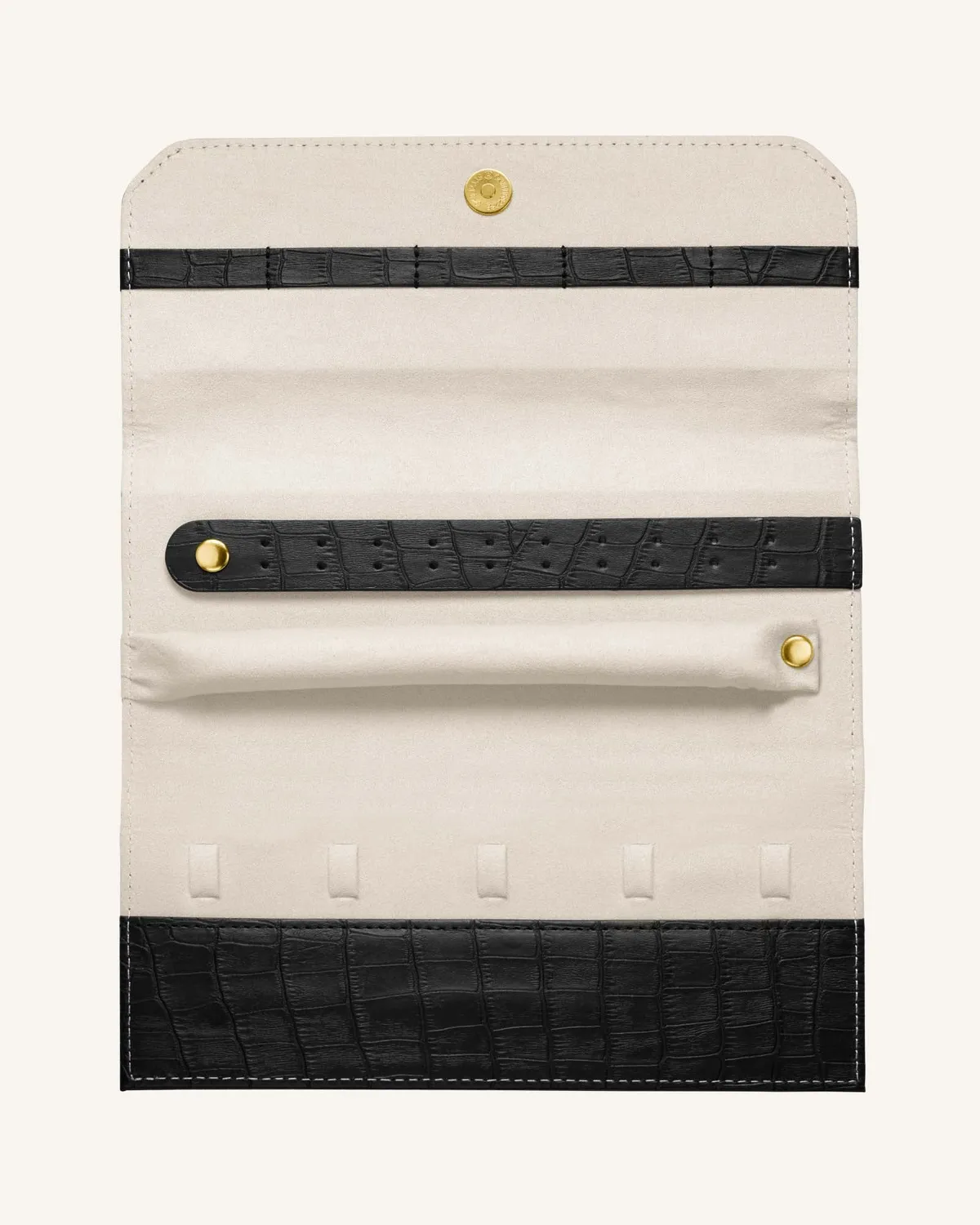 Rosefield Jewelry Envelope smykkeetui svart croco vegansk skinn