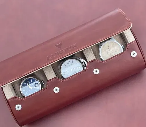 Perfekt Ur Luksur Trippel klokkerull i skinn brun/beige