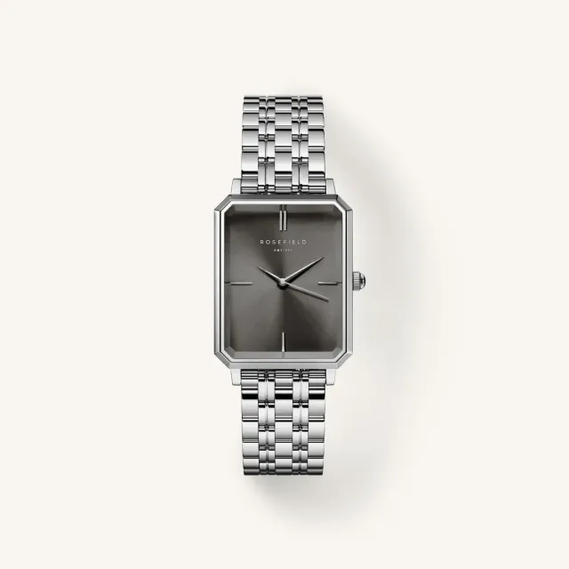 Rosefield Octagon Grey klokke sølv stål grå urskive