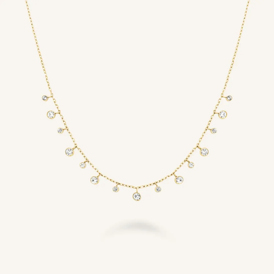 Rosefield Multi-Crystal Necklace halskjede gullbelagt