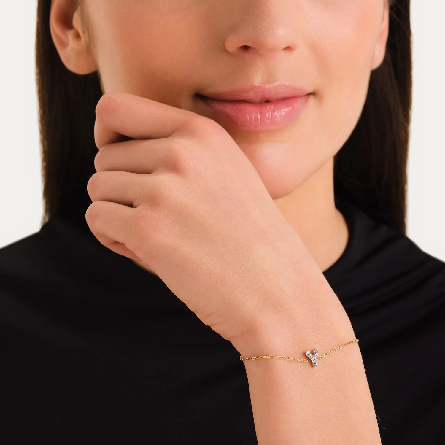Rosefield Crystal Letter Y armbånd Y gullbelagt