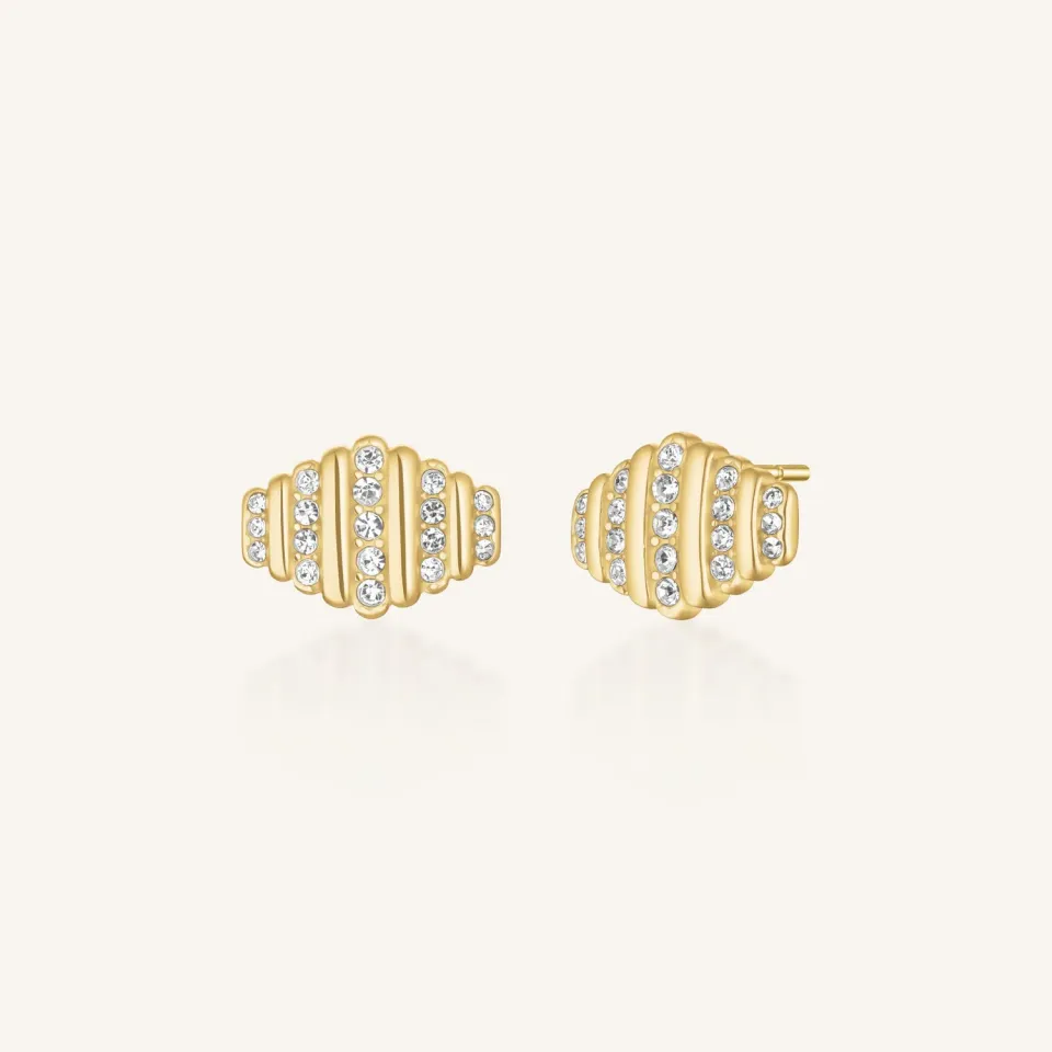 Rosefield Striped Studs ørestikker gullbelagt stål