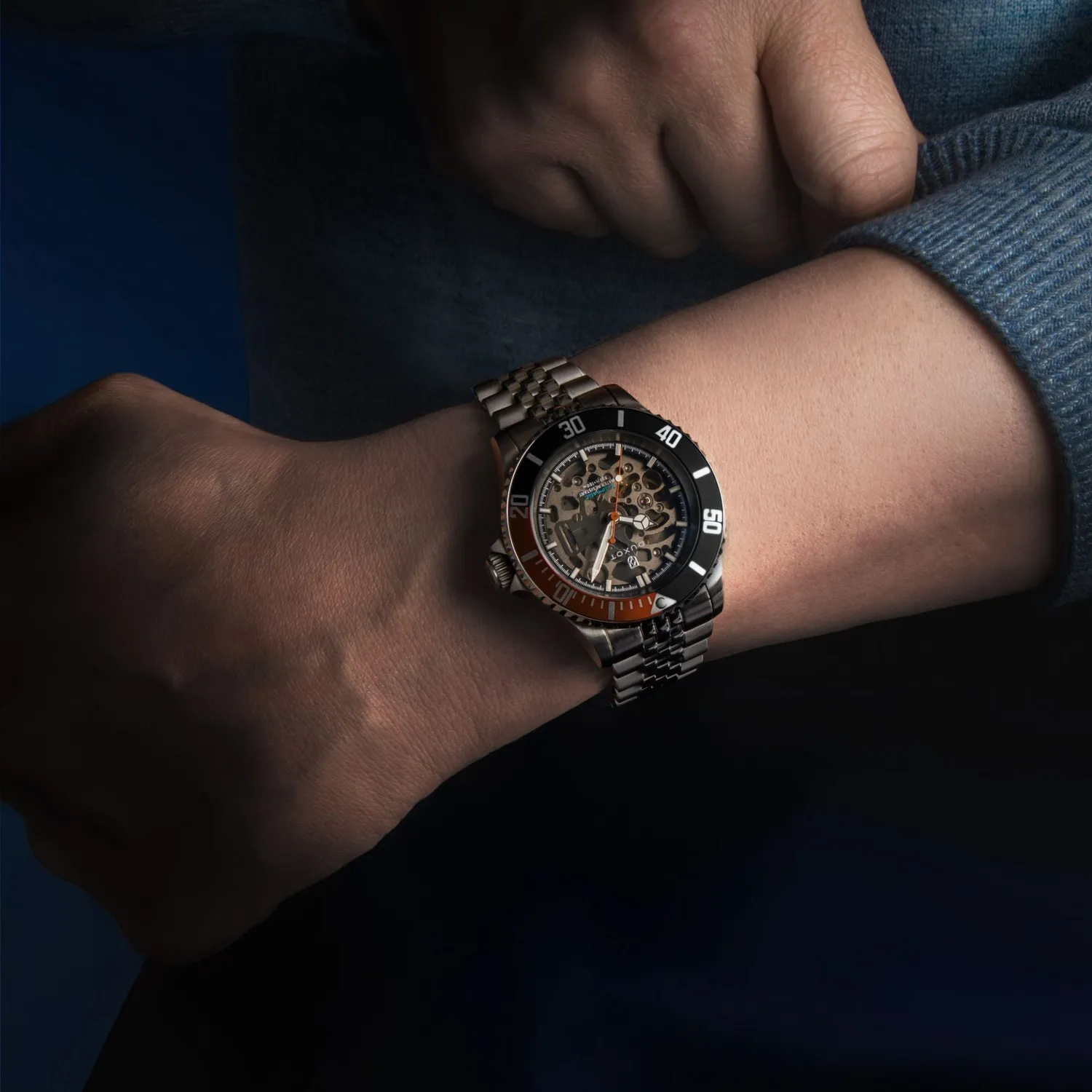 Duxot Atlantica Skeleton Diver Automatic dykkerklokke Orange Black 100 m