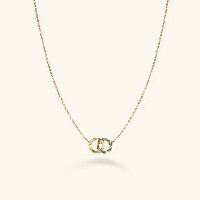 Rosefield Essentials Emerald Duo Necklace halskjede 45–49 cm grønn emalje