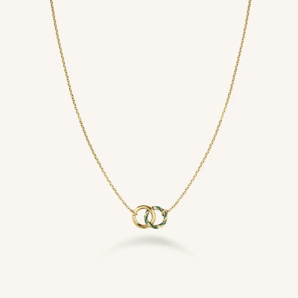 Rosefield Essentials Emerald Duo Necklace halskjede 45–49 cm grønn emalje