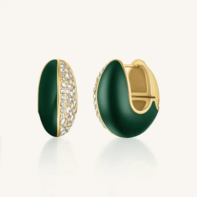 Rosefield Enamel Pave Hoops øreringer gull og grønn
