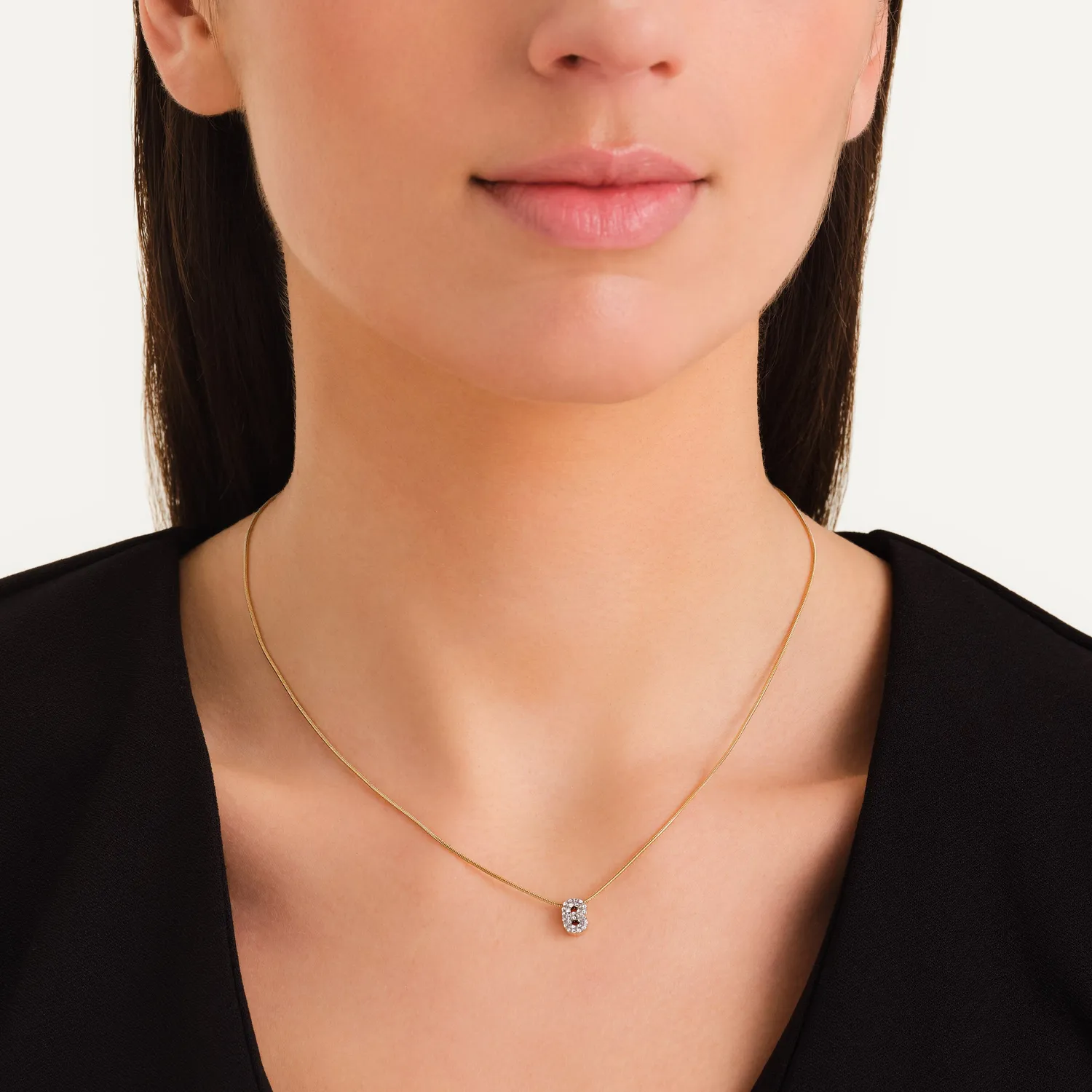 Rosefield Crystal Letter B Necklace halskjede gullbelagt stål