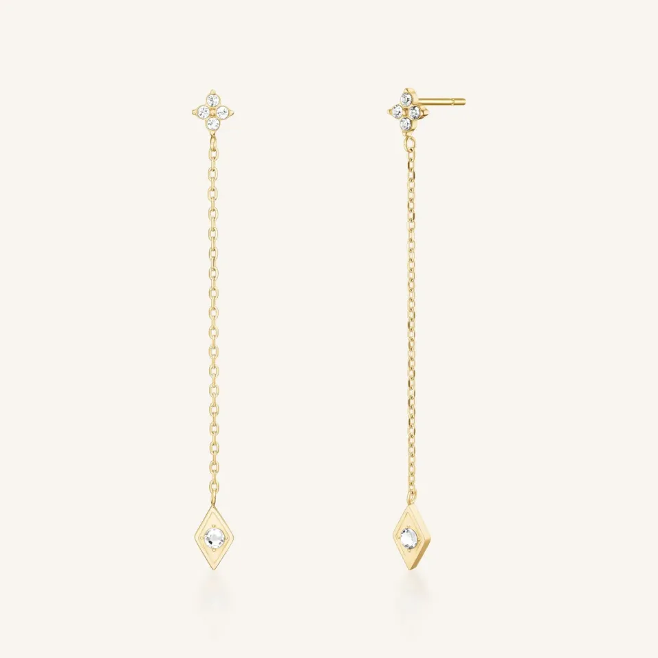 Rosefield Star Pendant Earring øredobb gull 6 cm