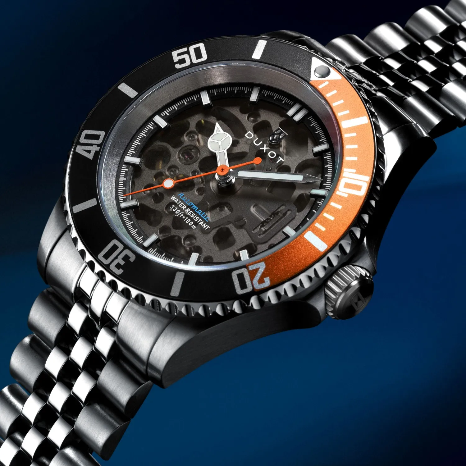 Duxot Atlantica Skeleton Diver Automatic dykkerklokke Orange Black 100 m