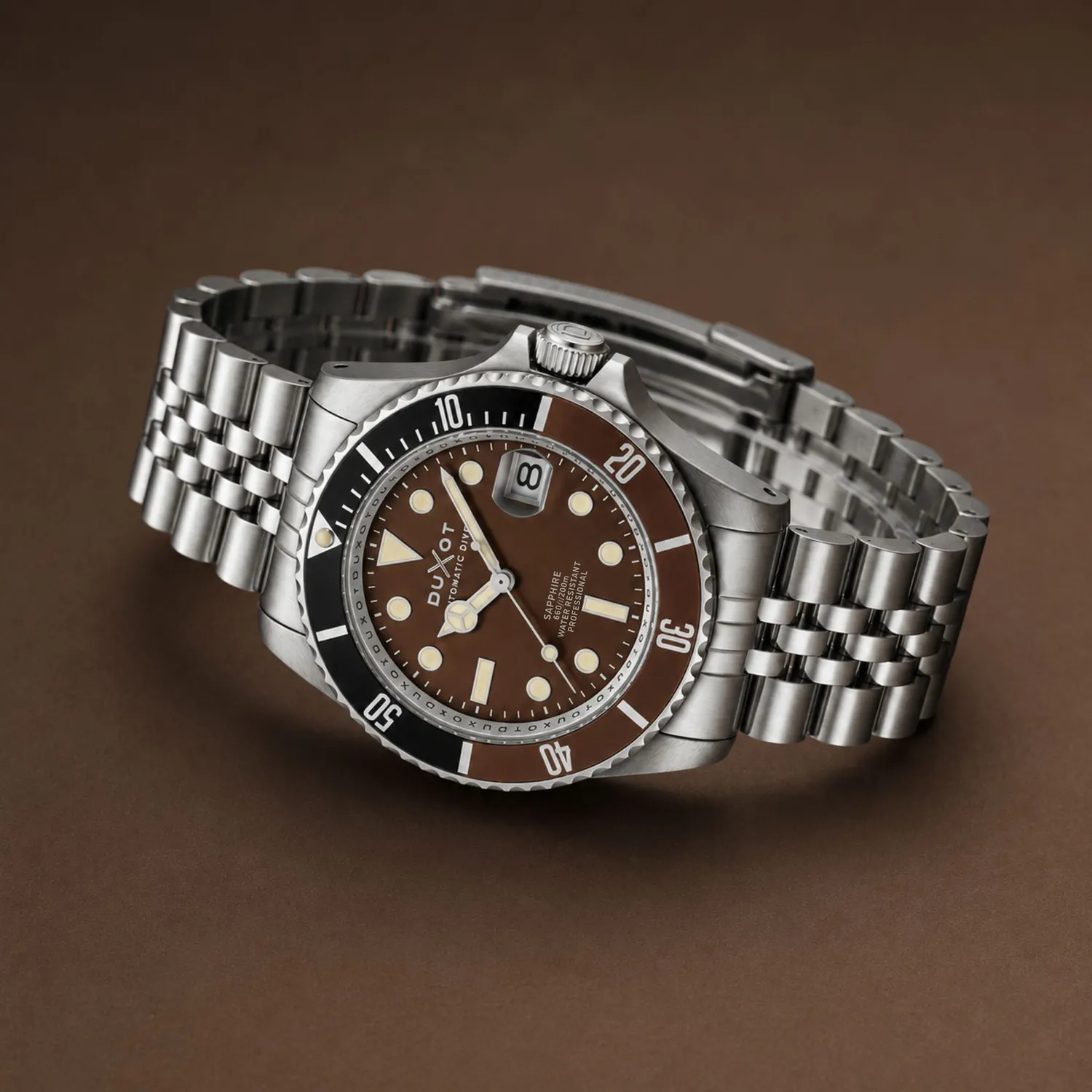 Duxot Atlantica Diver Automatic dykkerklokke brun 20 ATM