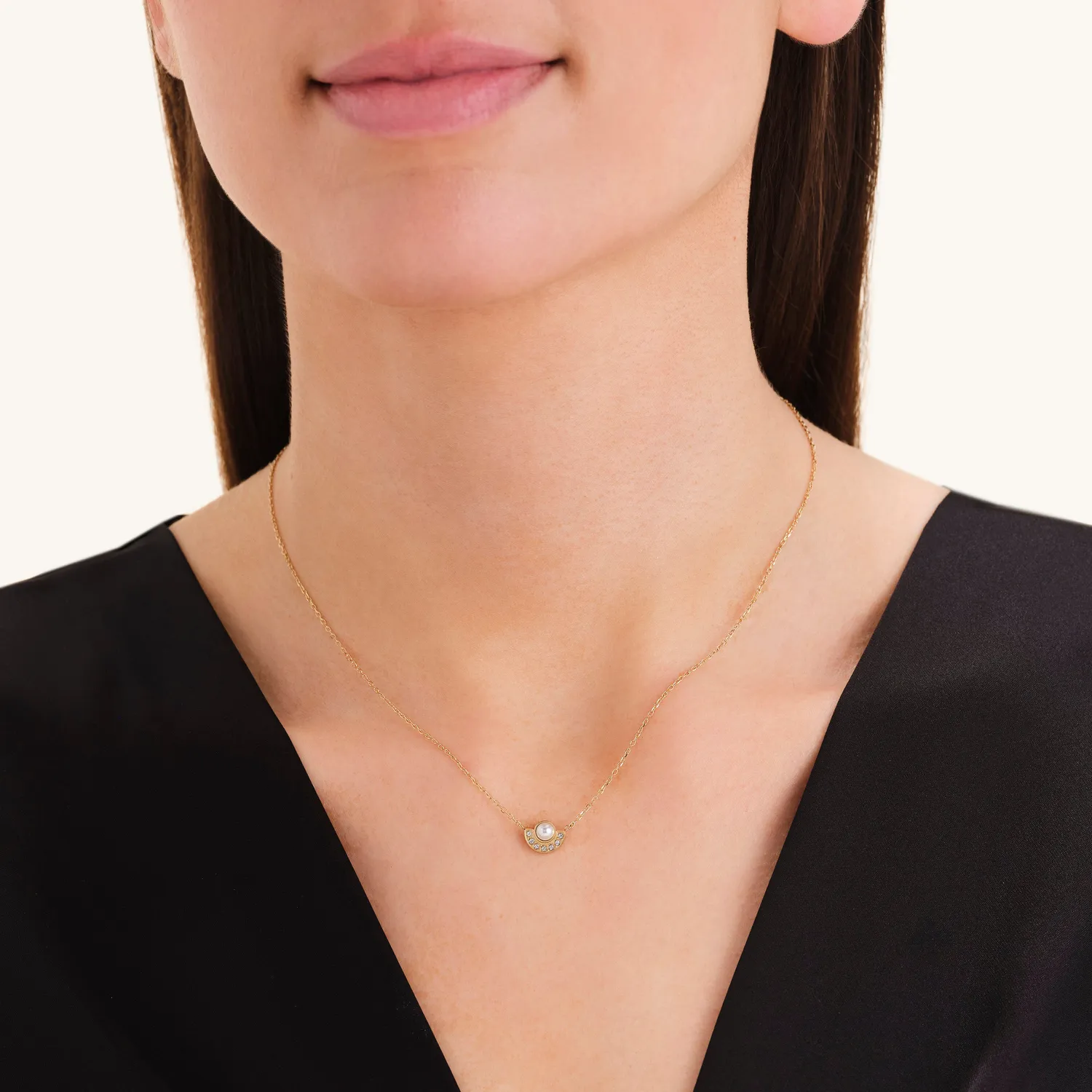 Rosefield Pearl Halo Necklace halskjede gull 42–46 cm