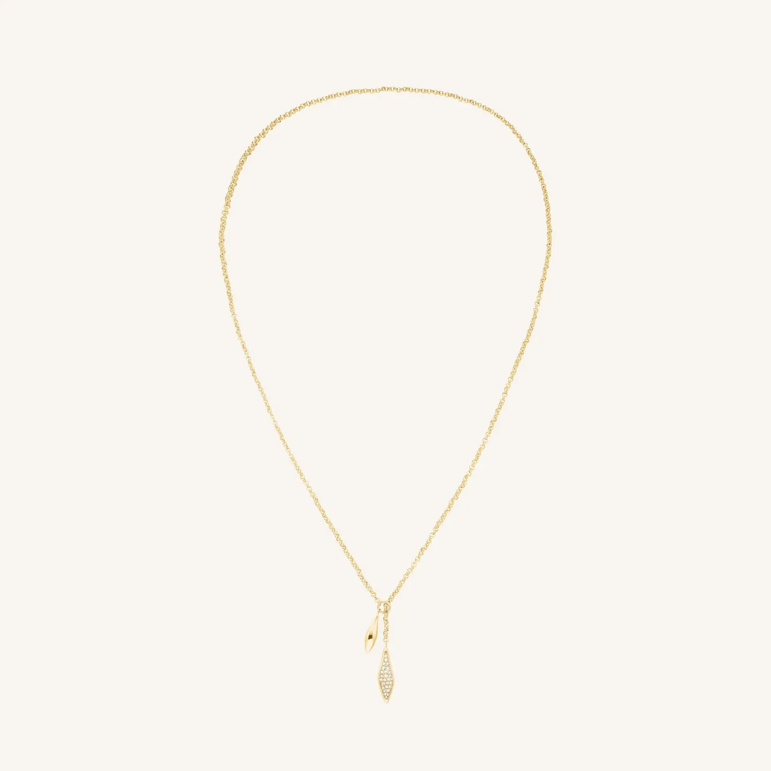 Rosefield Pave Lariat Necklace halskjede 65 cm gull og sølv