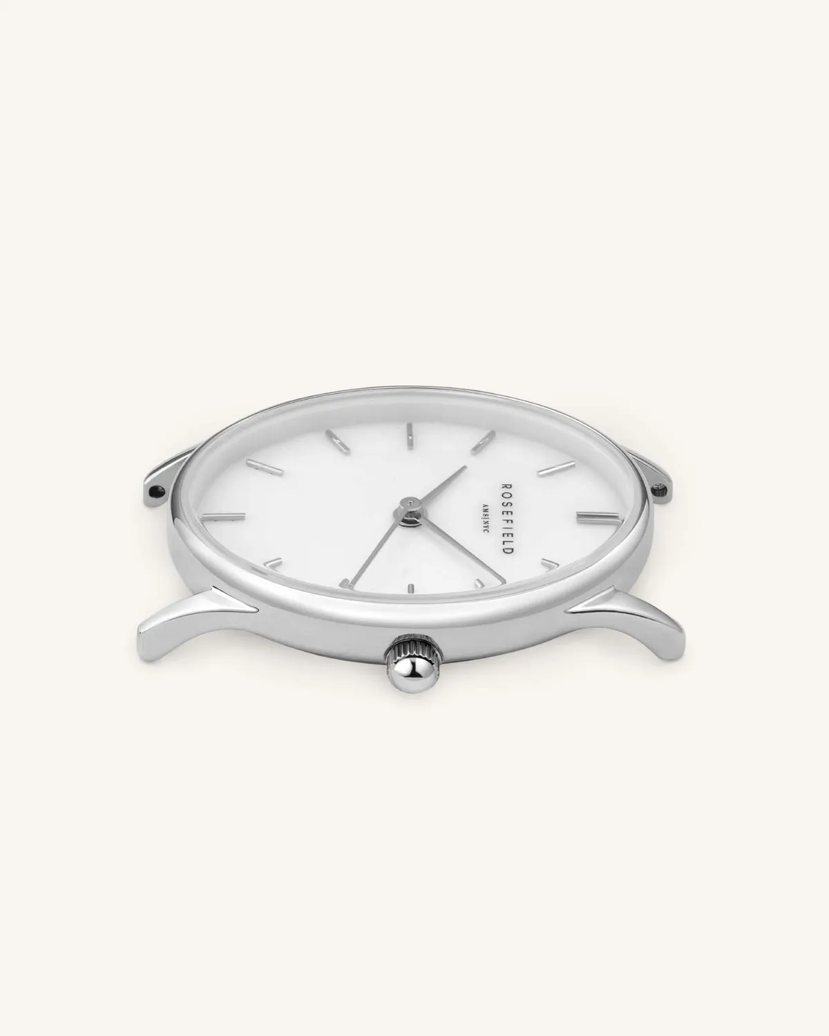Rosefield Oval Pearl Silver Mesh klokke sølv mesh 24 x 29 mm