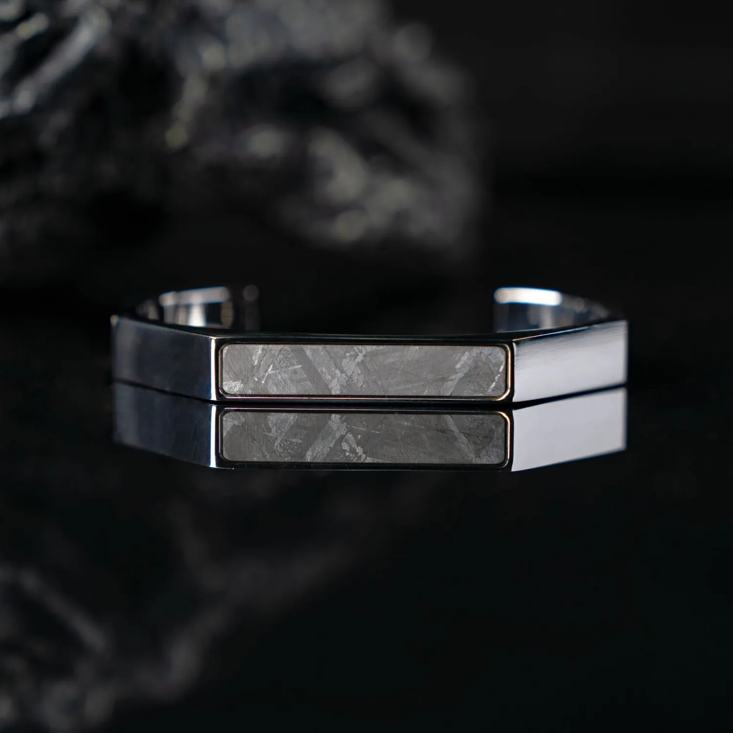 Duxot Serenata Matte Silver Meteorite armbånd med meteorittinnlegg