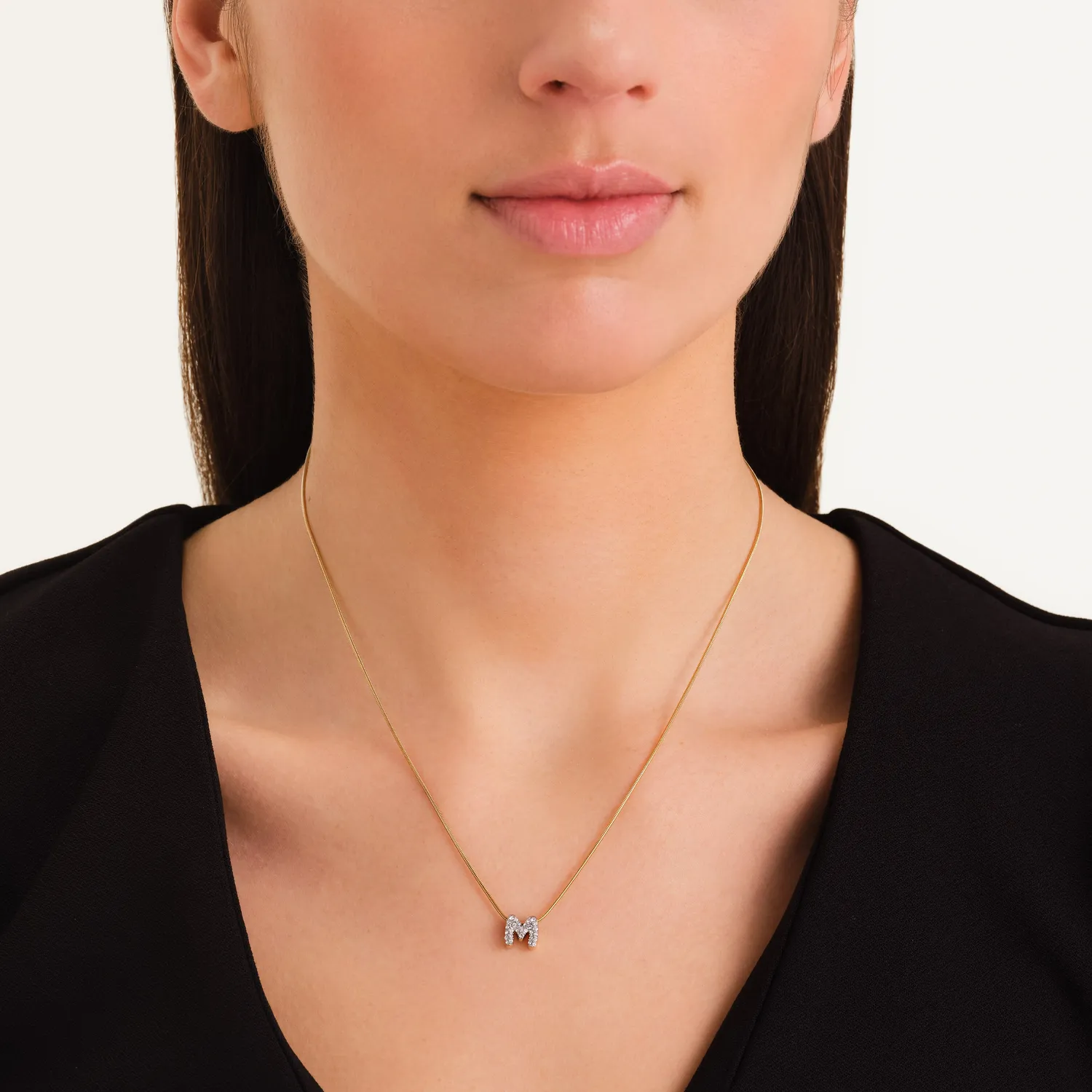 Rosefield Crystal Letter M Necklace halskjede gull bokstav M