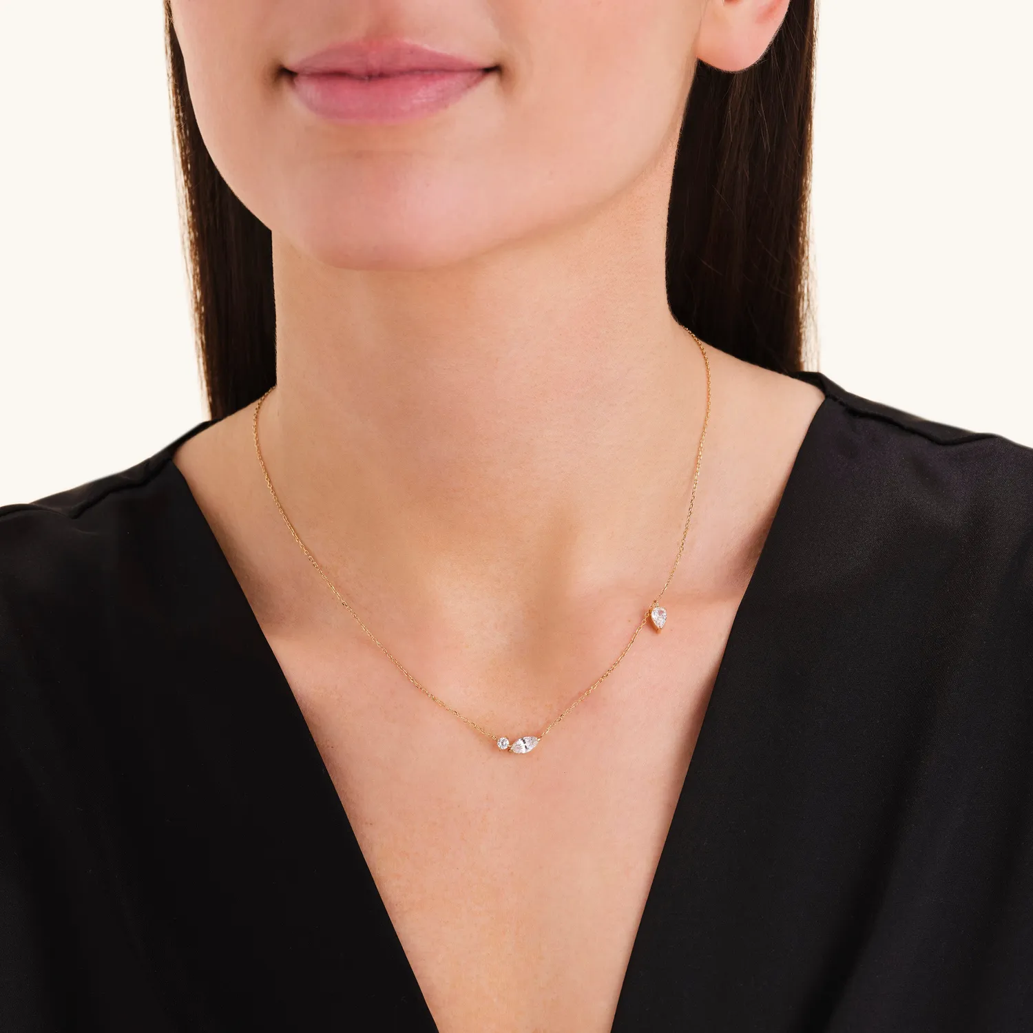 Rosefield Essentials Mixed Crystals Necklace halskjede gull sølv