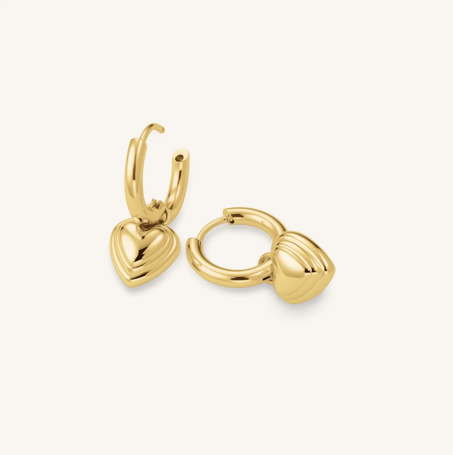 Rosefield Essentials Heart Pendant Earrings øredobber gull og sølv