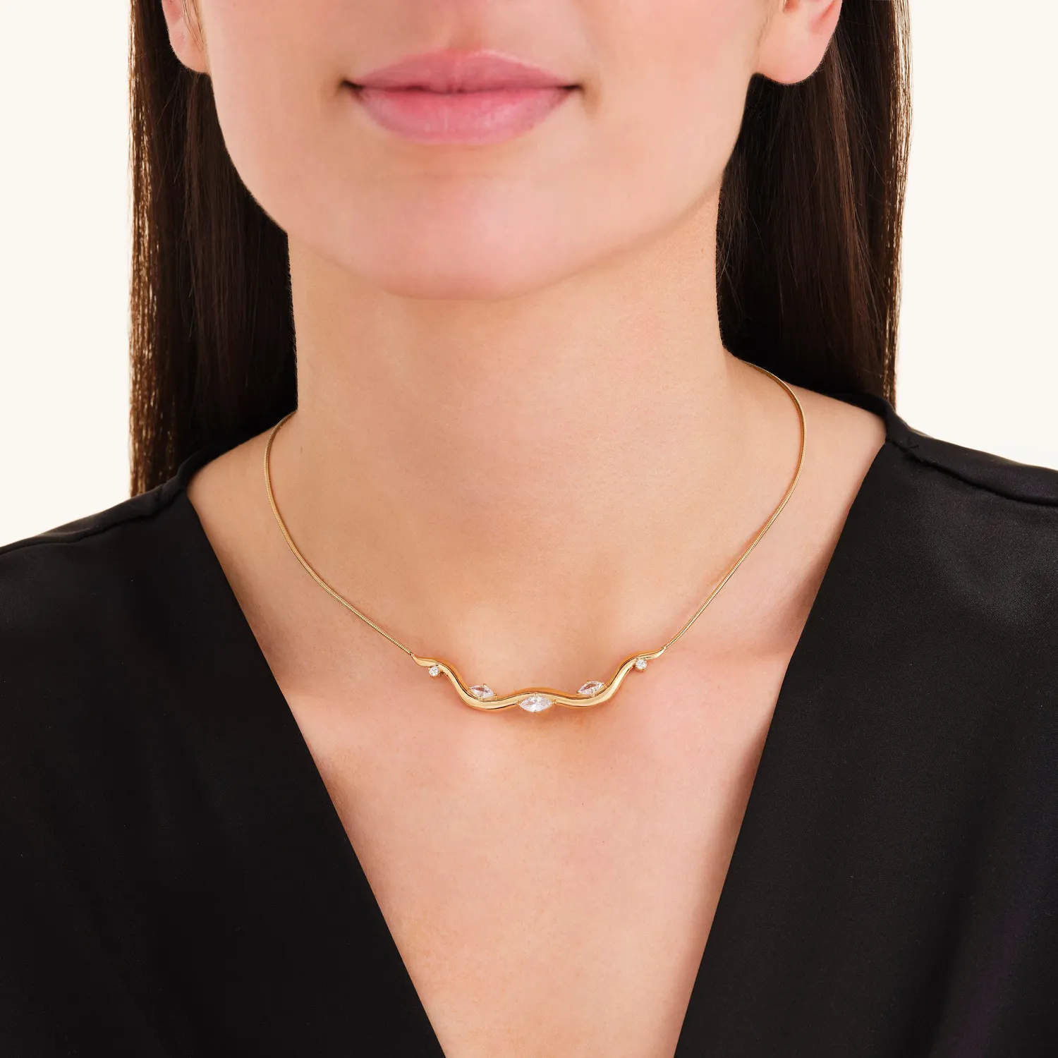 Rosefield Essentials Wave Choker halskjede gull 40–46 cm snakekjede