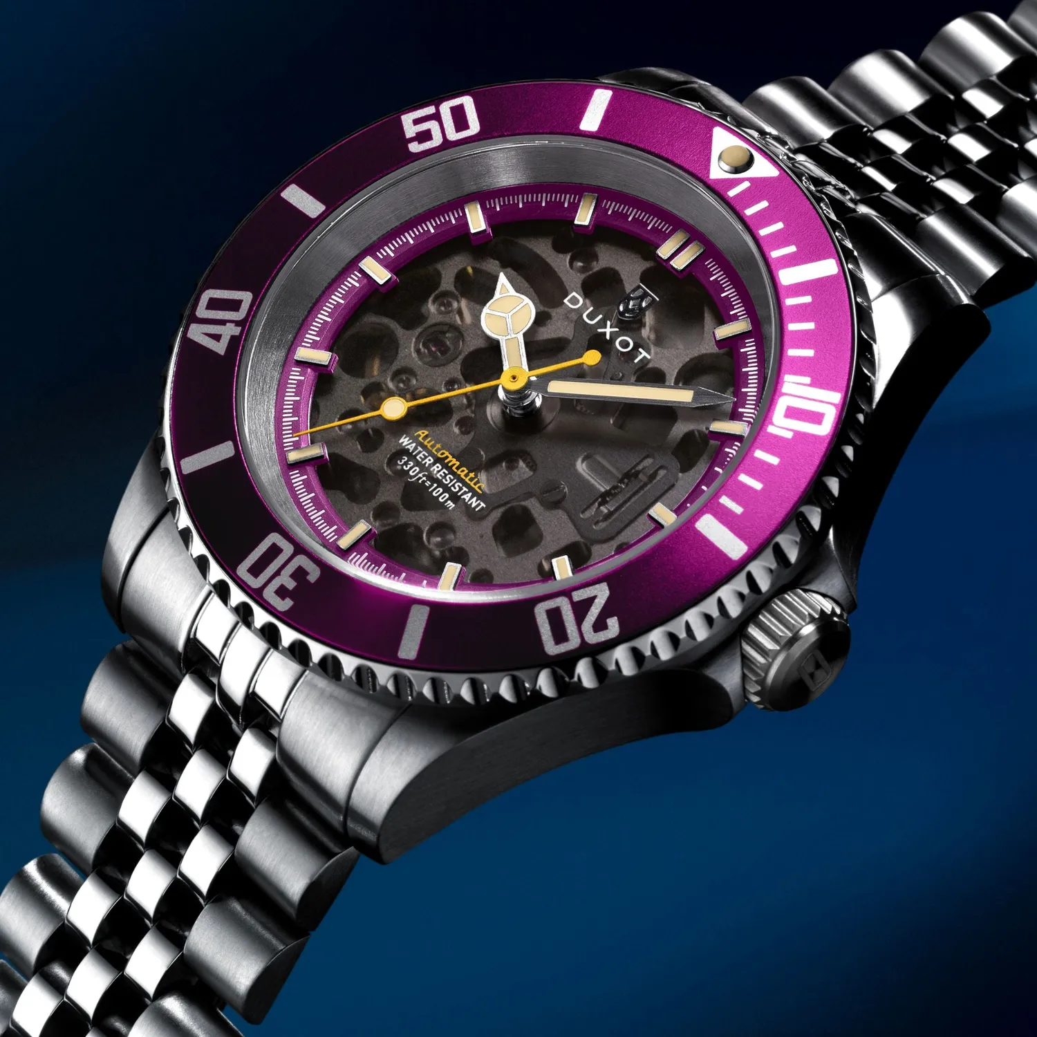 Duxot Atlantica Skeleton Diver Automatic Sunset Purple klokke 100 m