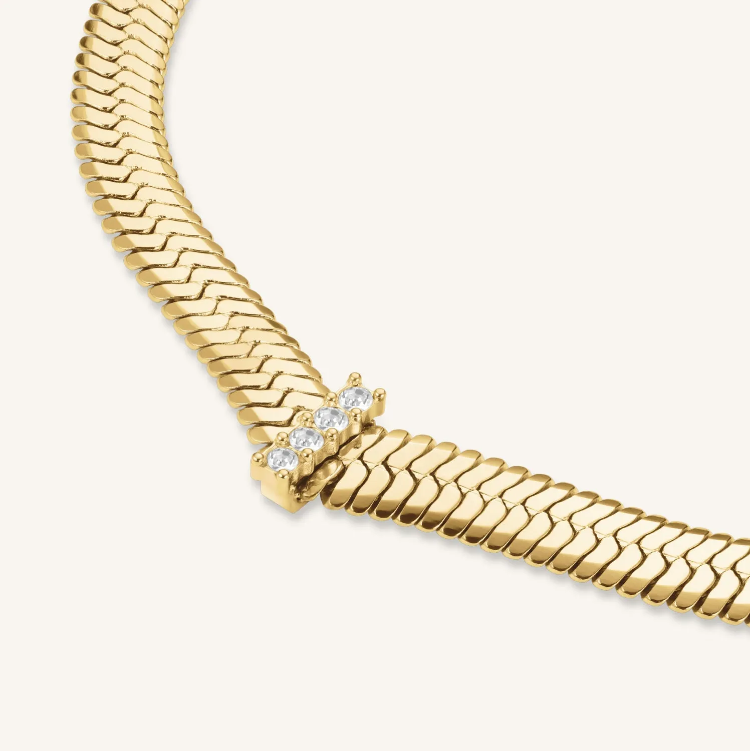 Rosefield Essentials Crystal Snake Necklace halskjede gull 45–49 cm