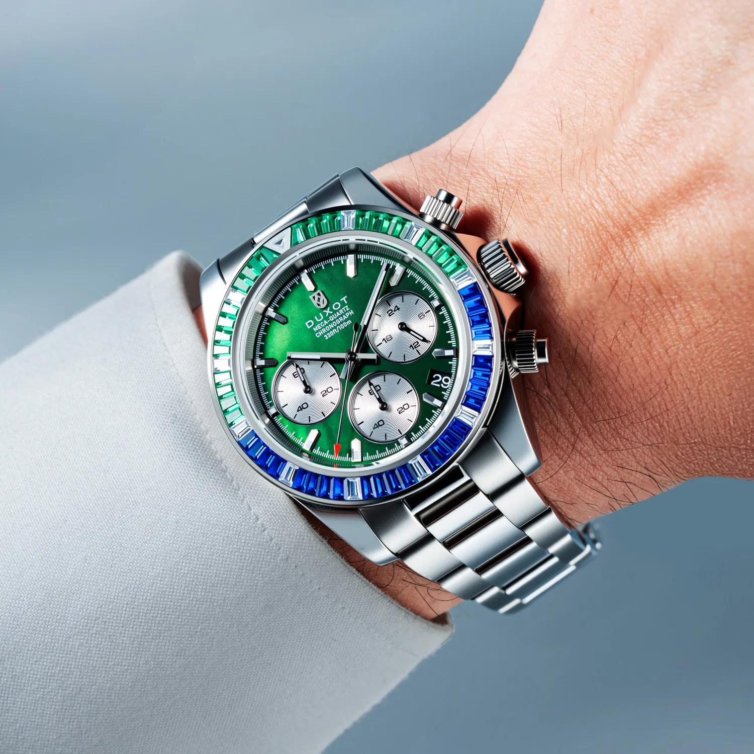 Duxot Accelero Rainbow Chronograph Pearl Green kronografklokke