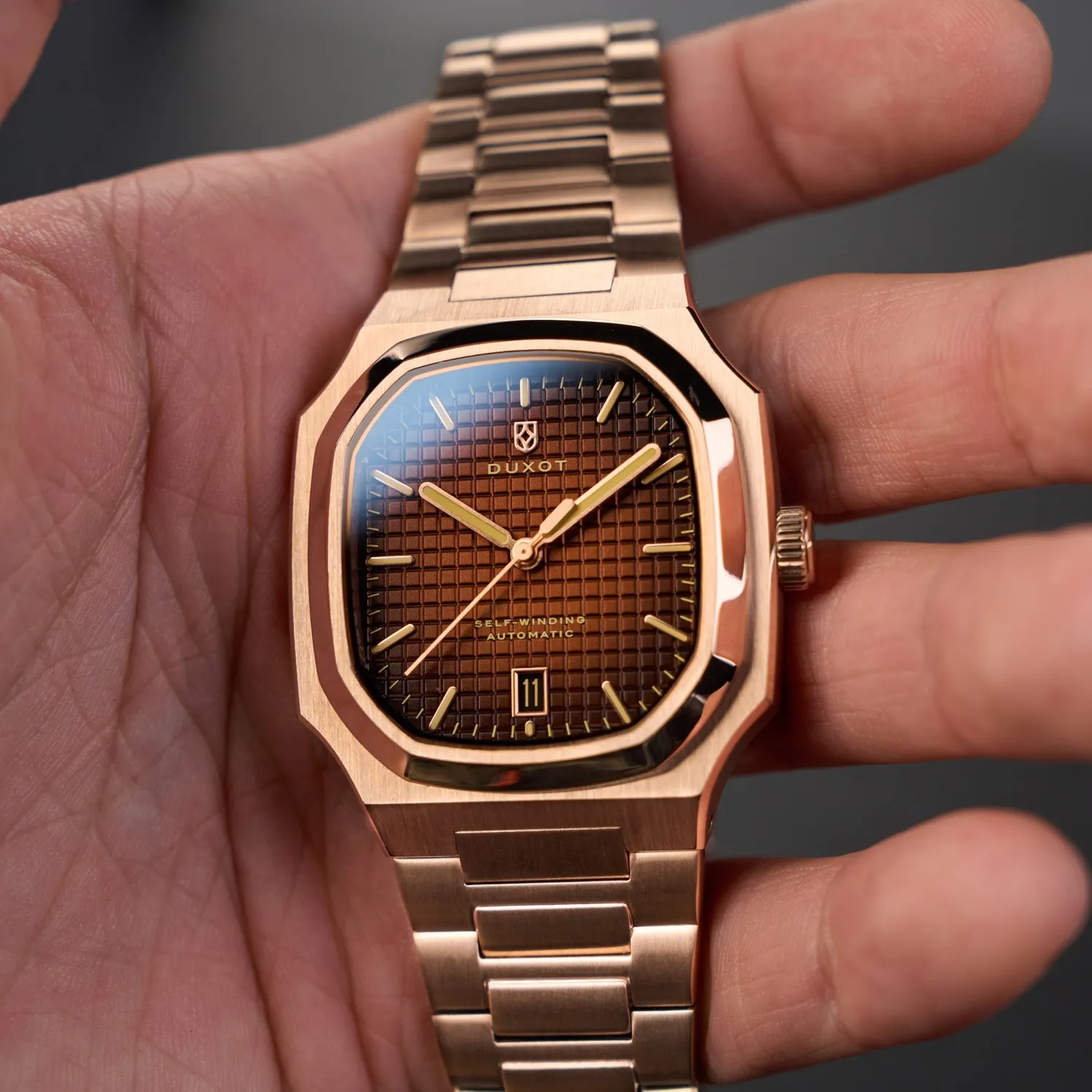 Duxot Colmar Automatic klokke Copper Brown 38 mm oktagonal