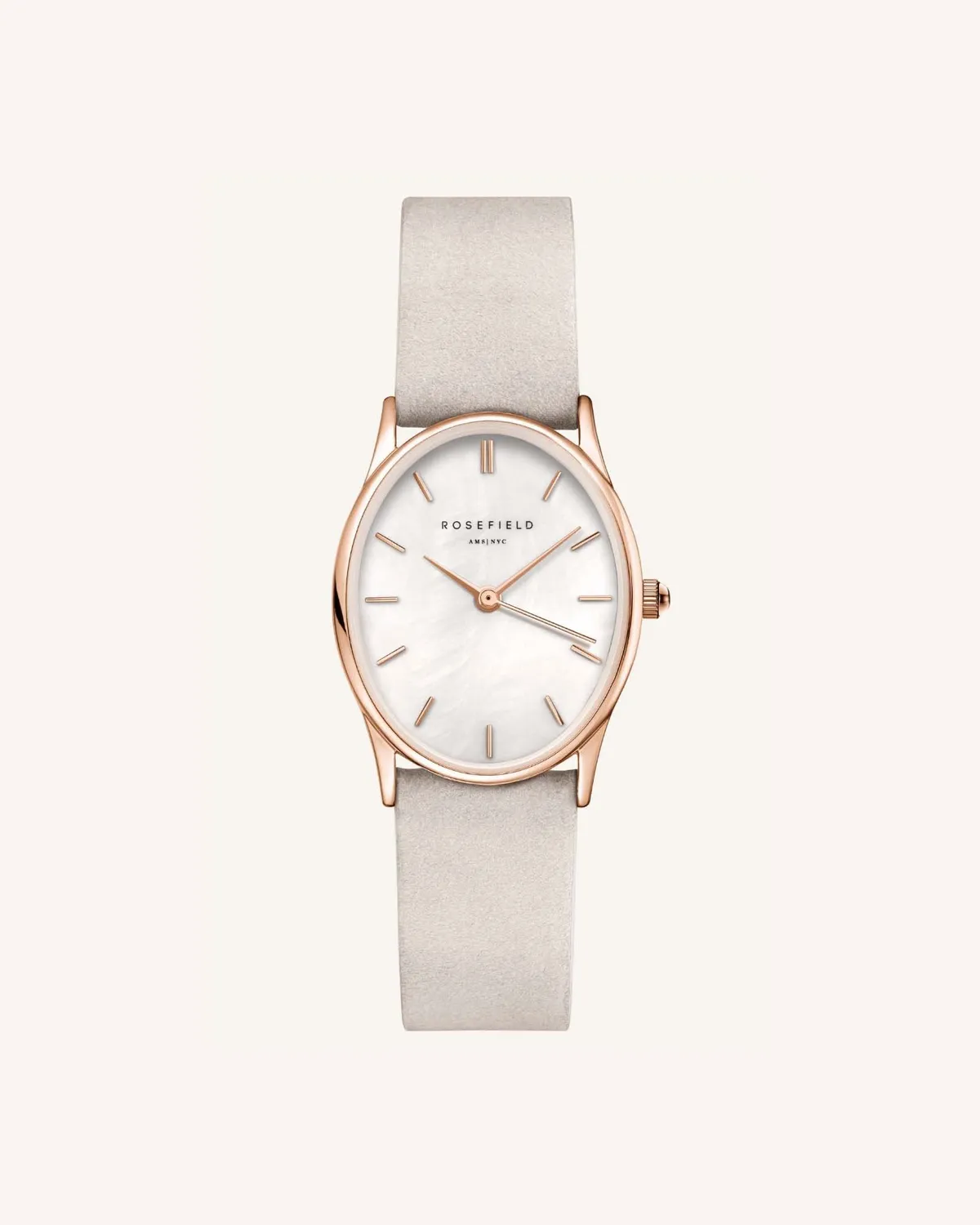 Rosefield Light Grey Nubuck Rose Gold Strap klokkereim 22 mm grå