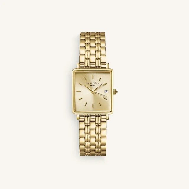 Rosefield Boxy XS Champagne klokke gull lenke