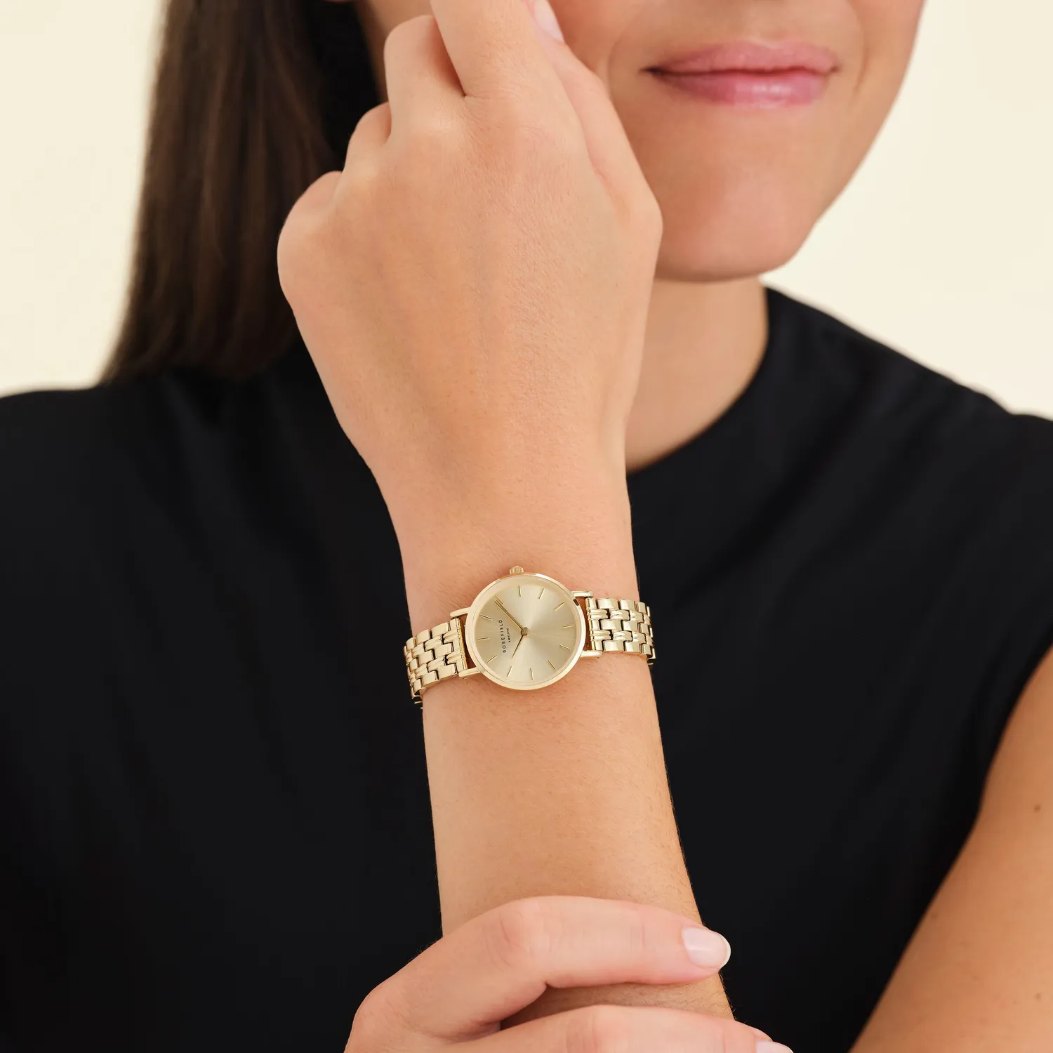 Rosefield Small Edit Champagne klokke 26 mm gull
