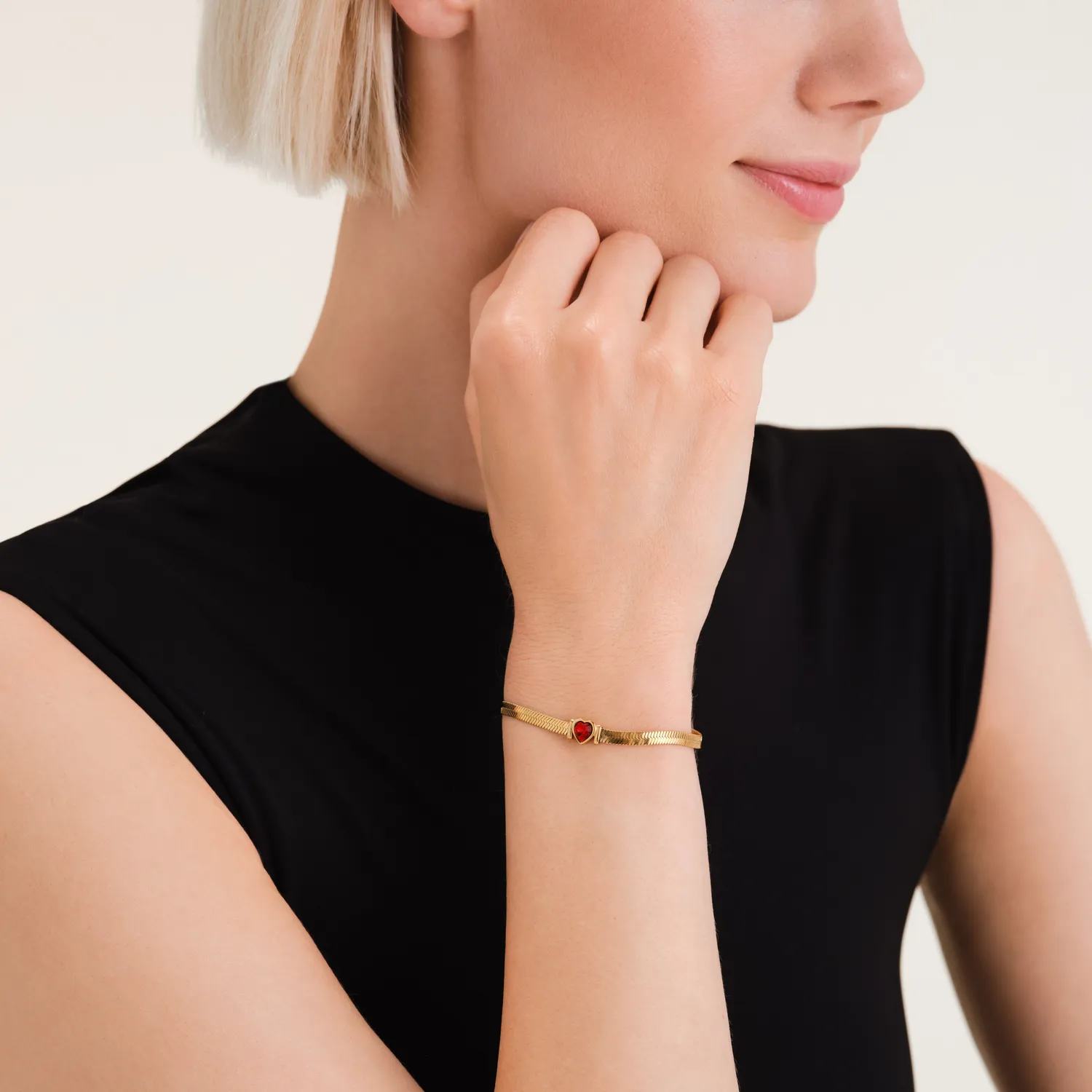 Rosefield Snake Heart Bracelet armbånd gull 16–19,5 cm