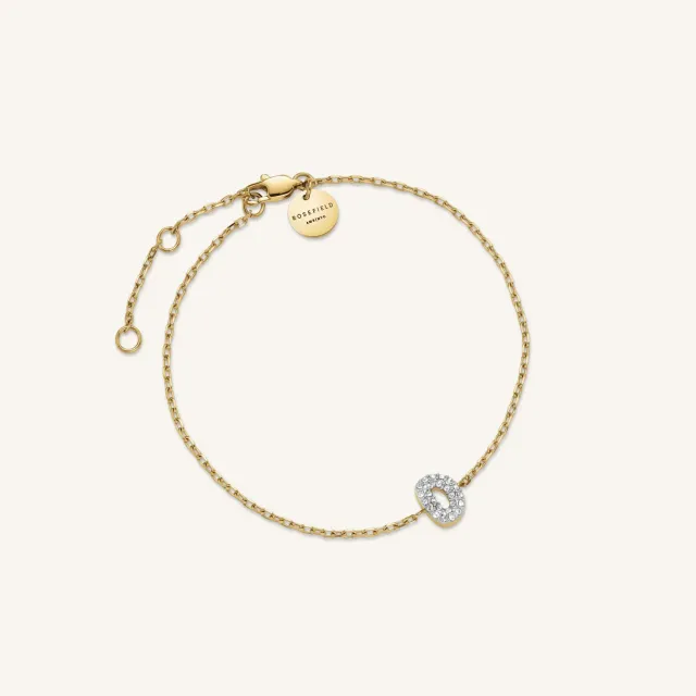 Rosefield Crystal Letter D armbånd gull justerbart