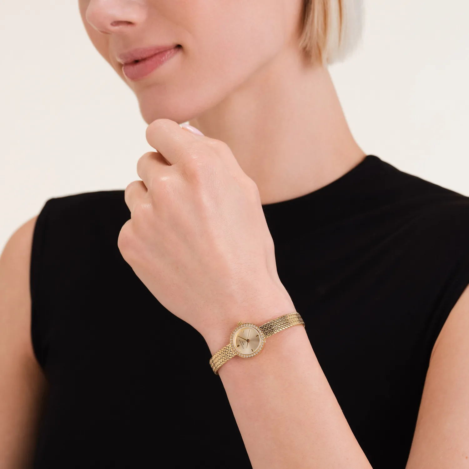 Rosefield Mini Small Edit Gold klokke gull 20,4 mm champagne