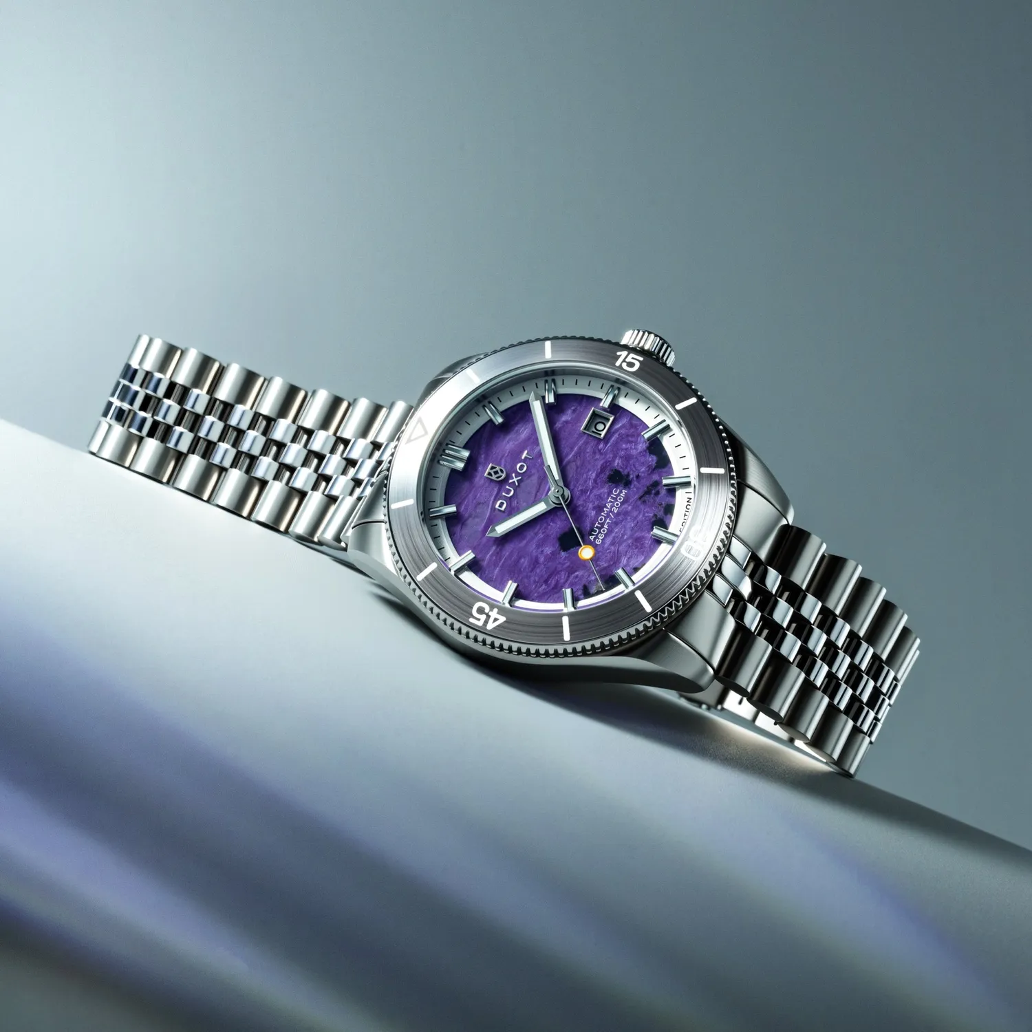 Duxot Pacifico Charoite automatisk klokke, natursteinskive