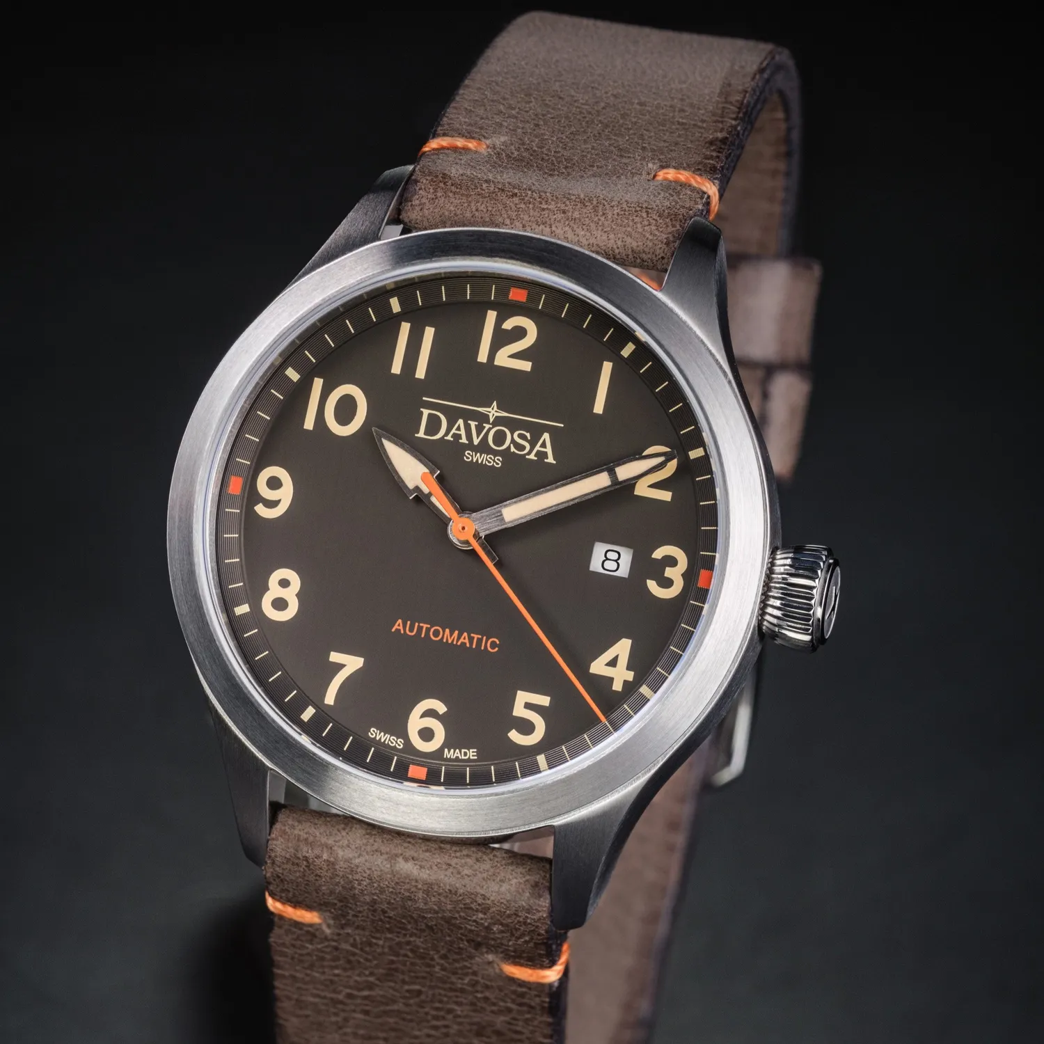 DAVOSA Axis automatisk herreklokke med vintage-skinnrem