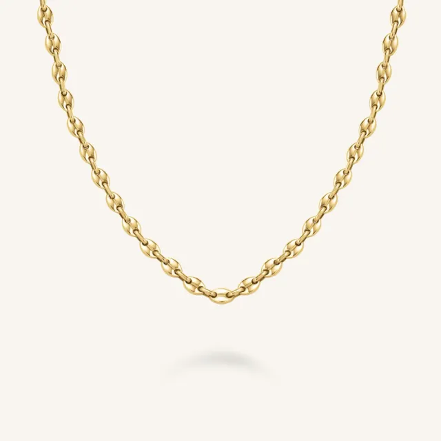 Rosefield Coffee Bean Necklace halskjede gullbelagt stål 42–46 cm