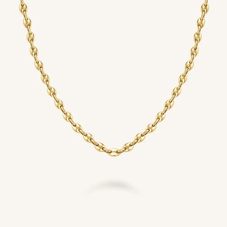 Rosefield Coffee Bean Necklace halskjede gullbelagt stål 42–46 cm