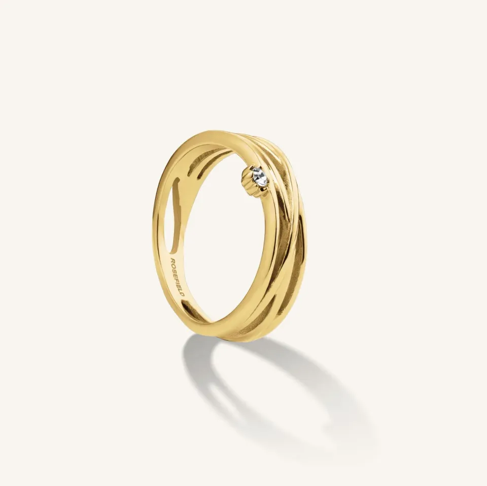 Rosefield Essentials Spiral Chaton Ring gullring gullbelagt stål