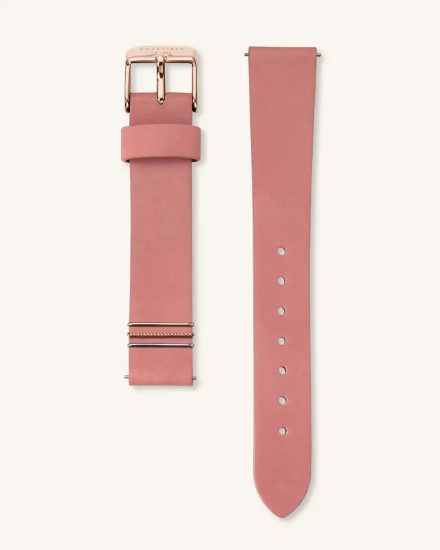 Rosefield Old Pink klokkerem 33 mm 16 mm ekte skinn