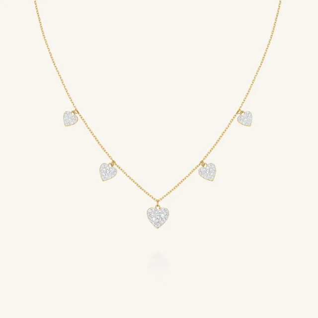 Rosefield Multi Hearts Necklace halskjede gull 42–46 cm