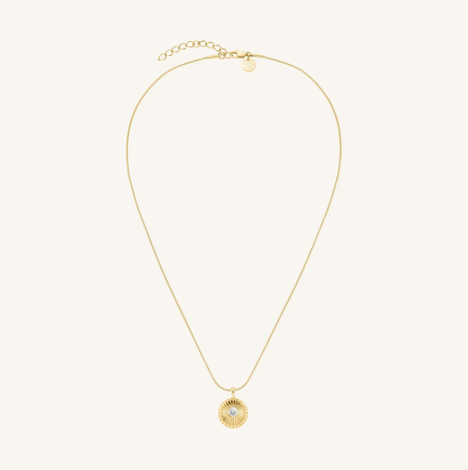 Rosefield Essentials Solitaire Coin Necklace halskjede gull 42–46 cm