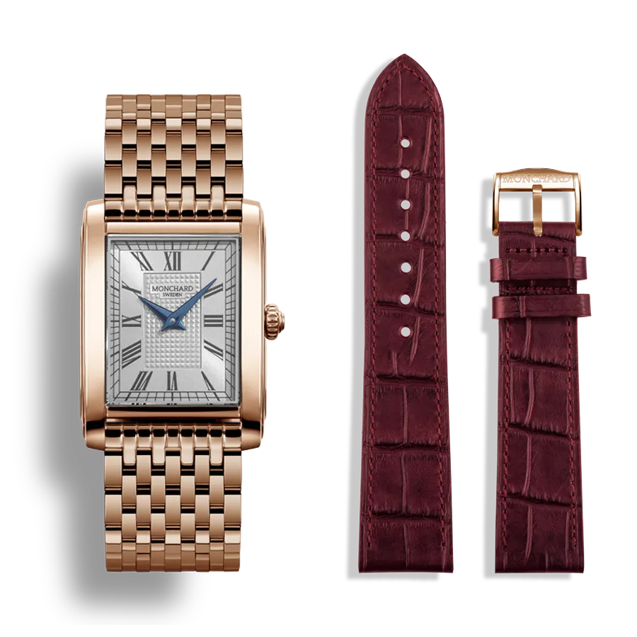 MonChard Classic White on Bracelet - Gold klokke 24,9 mm
