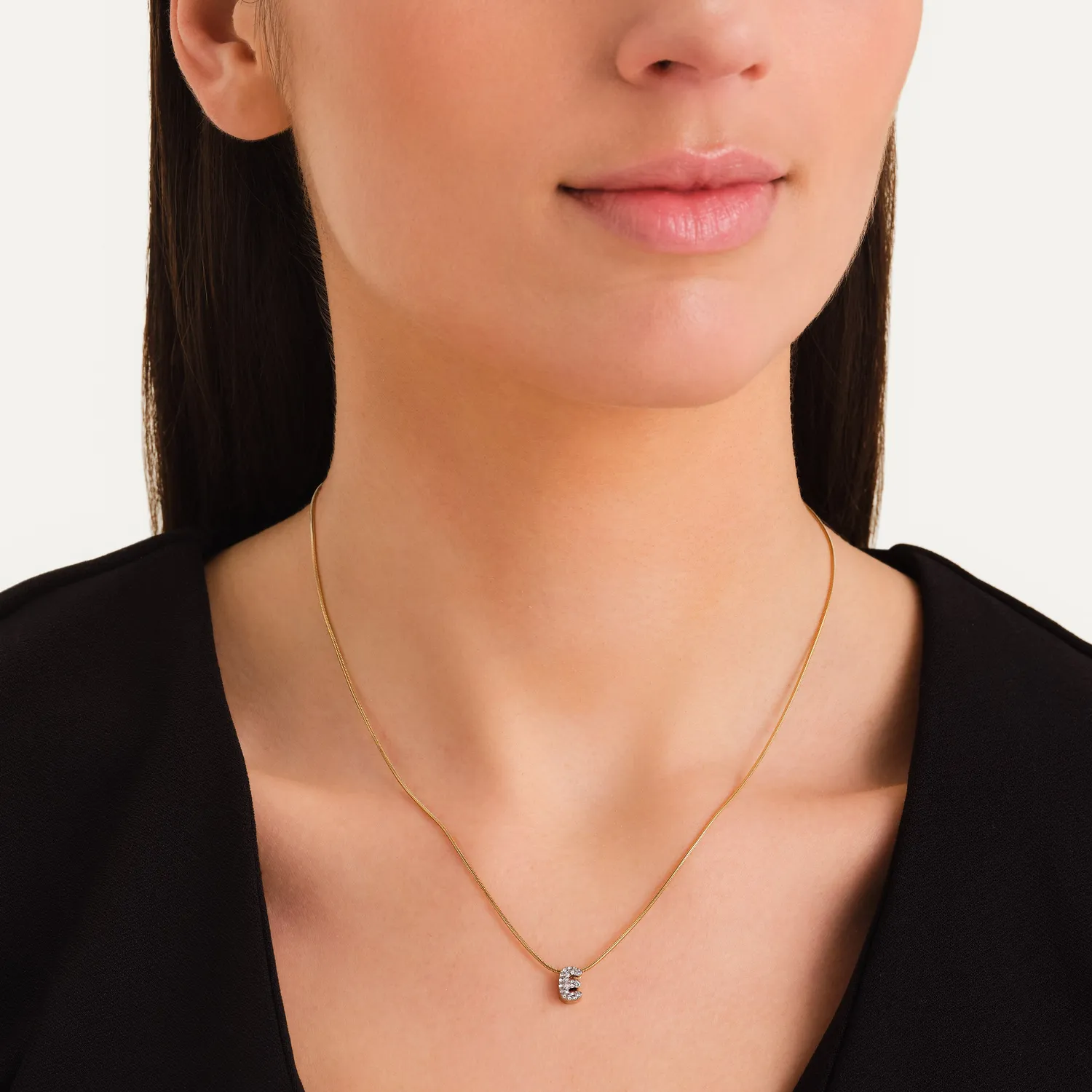 Rosefield Crystal Letter E Necklace halskjede E gullfarget