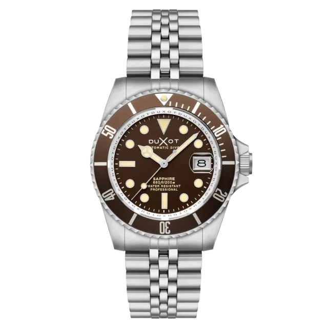 Duxot Atlantica DX-2057 automatisk dykkerklokke Chestnut Brown 20 ATM