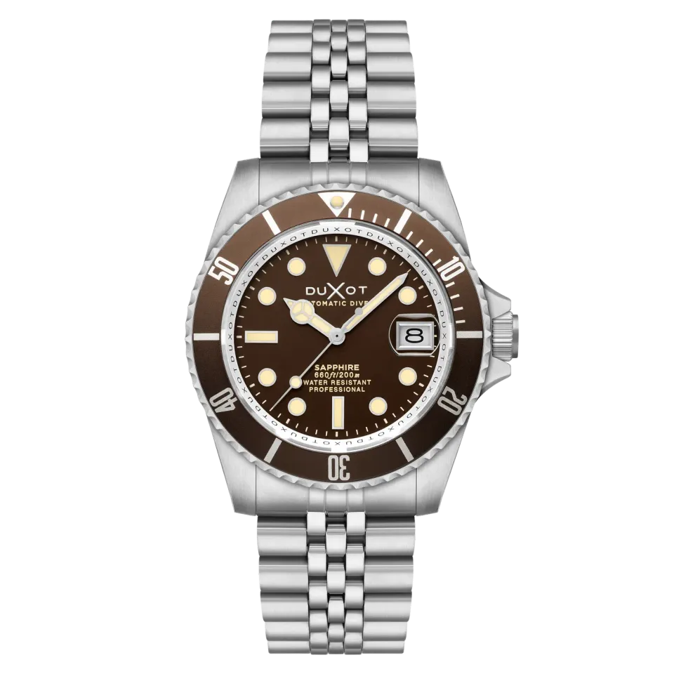 Duxot Atlantica DX-2057 automatisk dykkerklokke Chestnut Brown 20 ATM