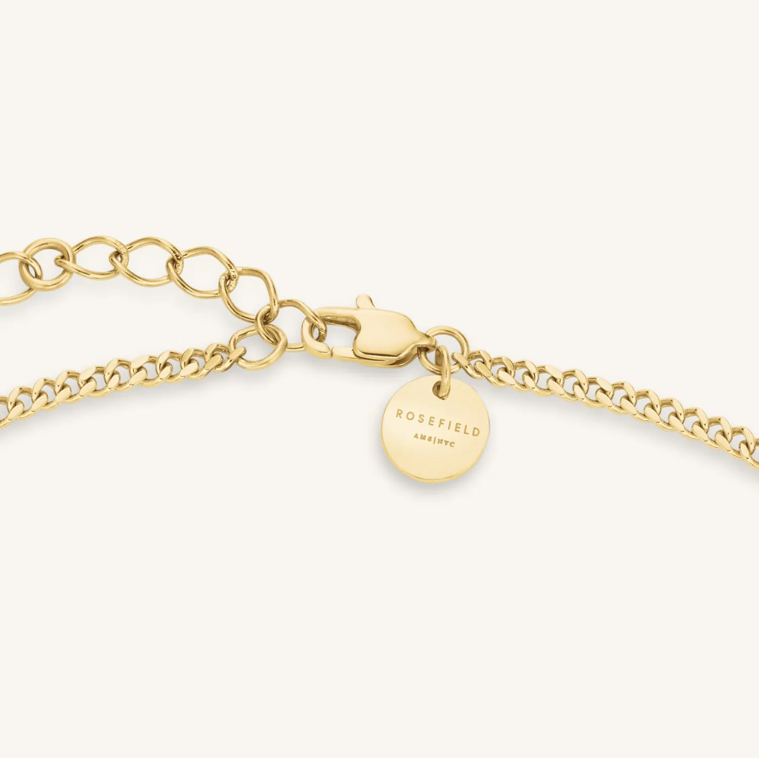 Rosefield Baguette Necklace halskjede gull justerbart