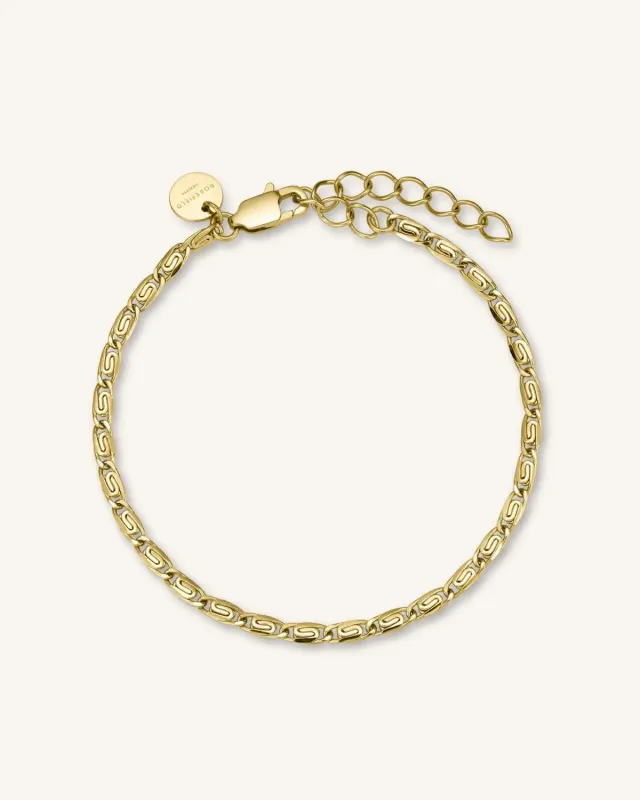 Rosefield Swirl Bracelet Gold armbånd 16,5–19,5 cm gullbelagt stål