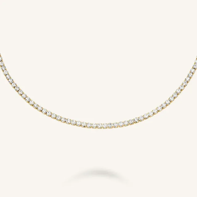 Rosefield Tennis Necklace halskjede gullbelagt 45–49 cm