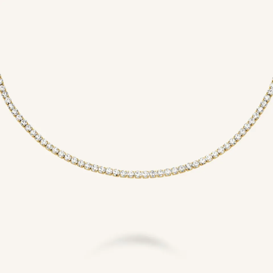 Rosefield Tennis Necklace halskjede gullbelagt 45–49 cm