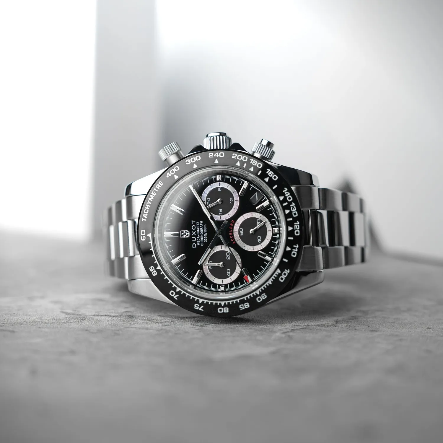 Duxot Accelero Chronograph kronograf Pitch Black 40 mm
